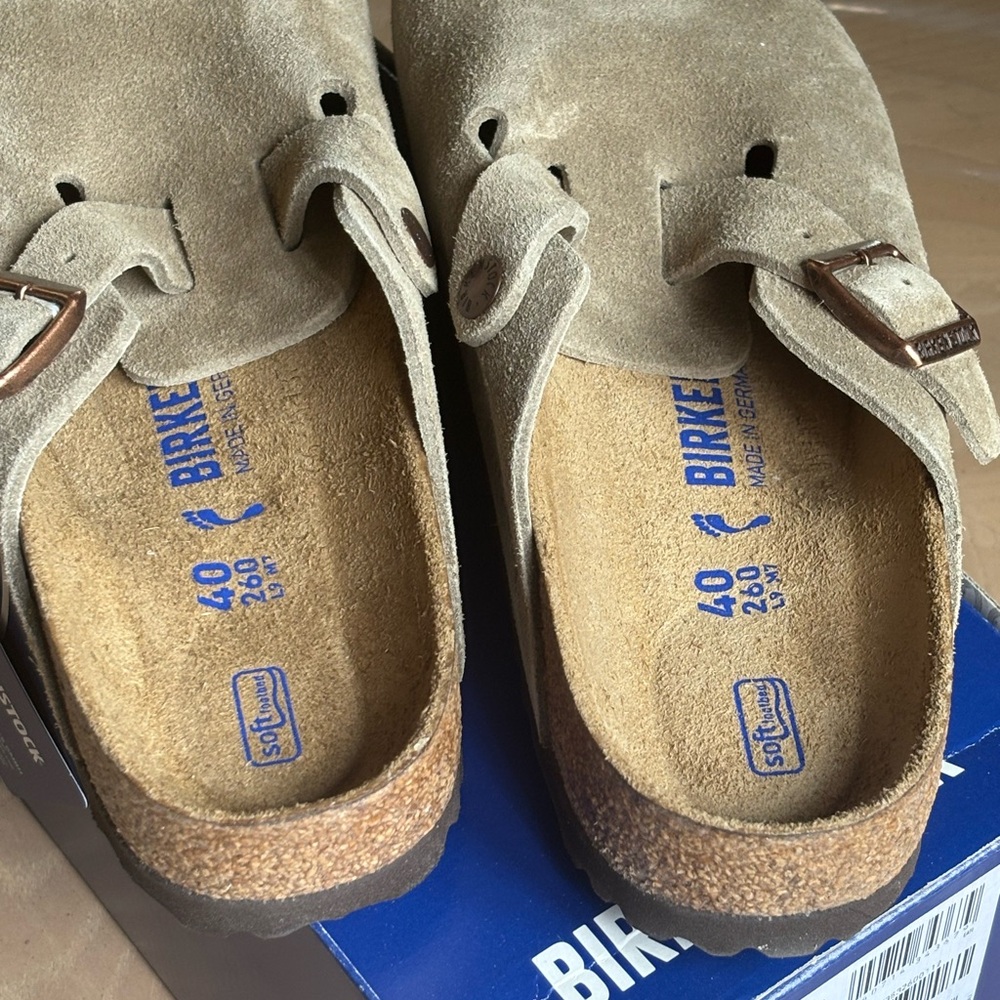 Birkenstock Boston Suede in Taupe W9 - Picture 7 of 8